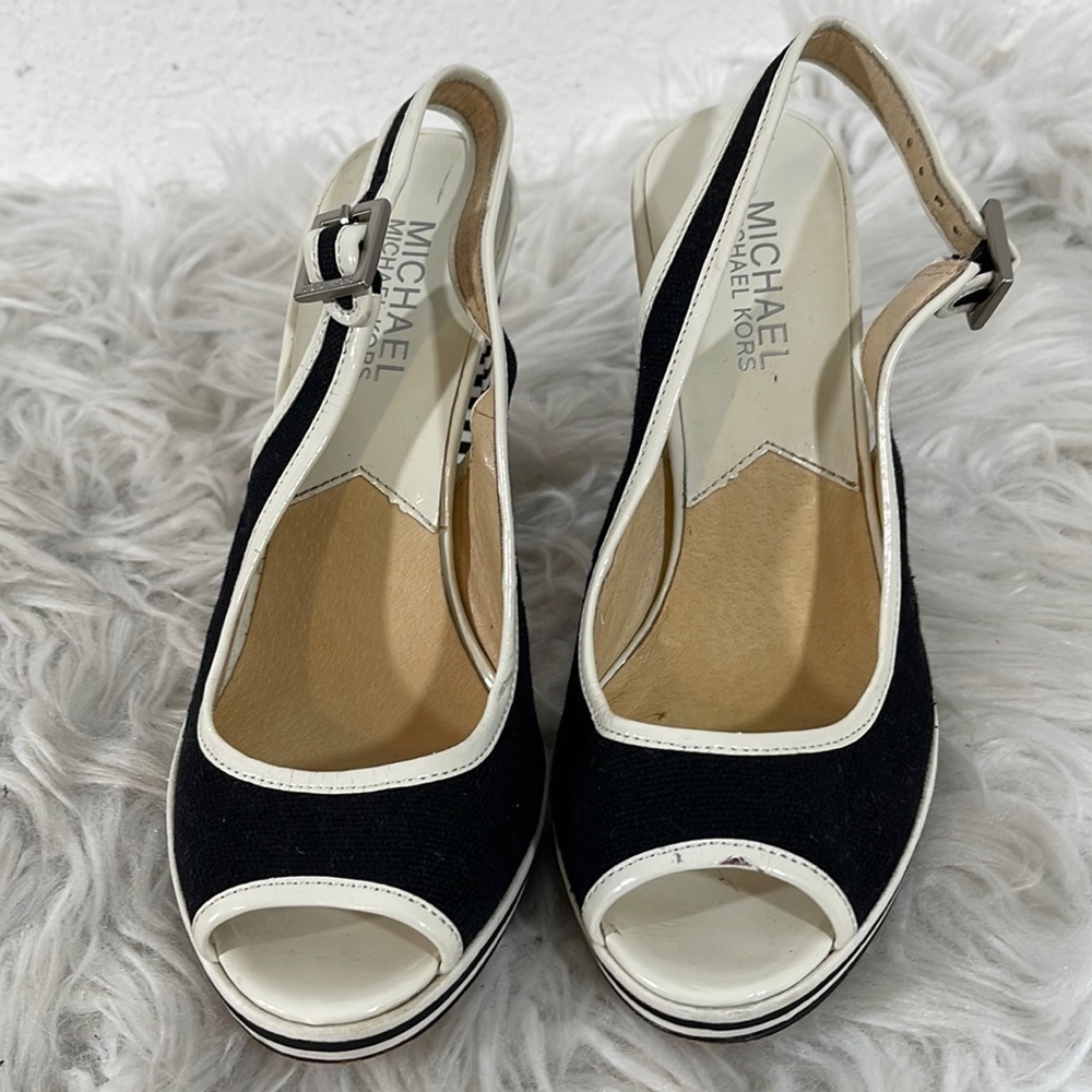 Michael Michael Kors Sofia Sling Backs Canvas/Lea… - image 2